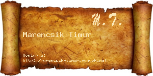 Marencsik Timur névjegykártya